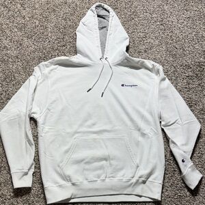 Champion White Hoodie with Small Script Logo